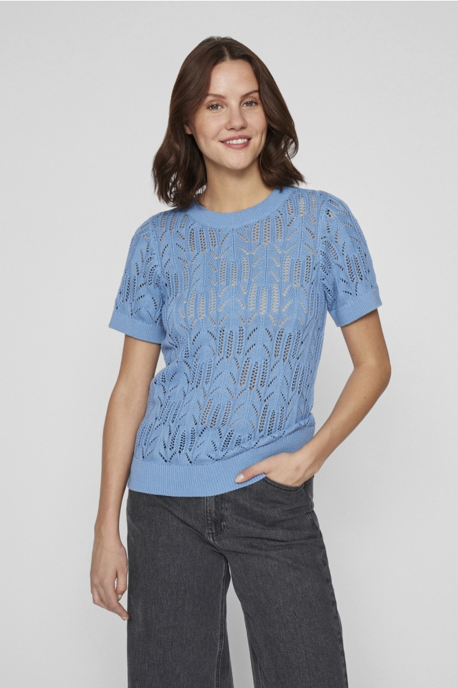 VICOTTI S/S O-NECK KNIT TOP - NOOS 14102700 BLISSFUL BLUE